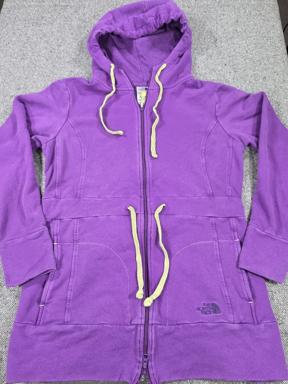 The North Face Women's M Purple Full Zip Hoodie Thumbholes Drawstring Longline